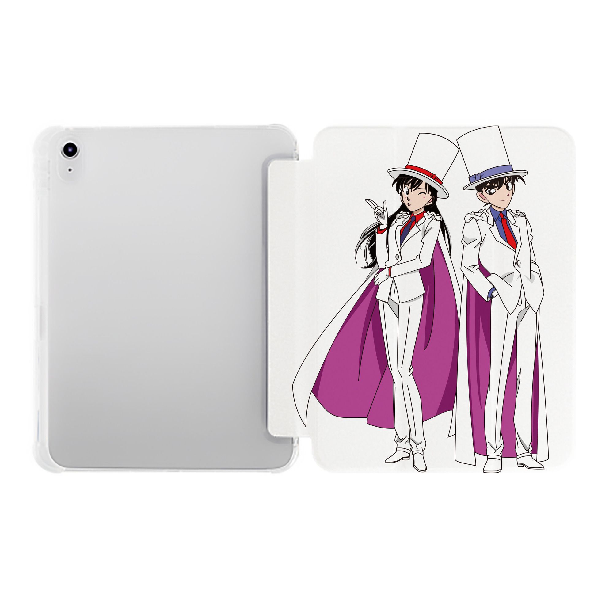 （画像用） 名探偵コナン くろば かいと Detective Conan Kuroba Kaito IPad ケース ペン収納付き 三つ折りスタンド PUレザー×シリコン 対応機種9.5/10.5/10.9インチ